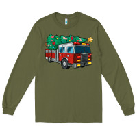Army Green christmas fire truck Long Sleeve Tee - MaliasSmallBusiness