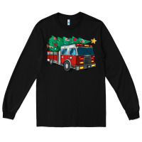 Black christmas fire truck Long Sleeve Tee - MaliasSmallBusiness