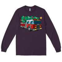 Plum christmas fire truck Long Sleeve Tee - MaliasSmallBusiness