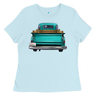 Baby Blue western truck back view Ladies Tee - FaDigitalArtStudio
