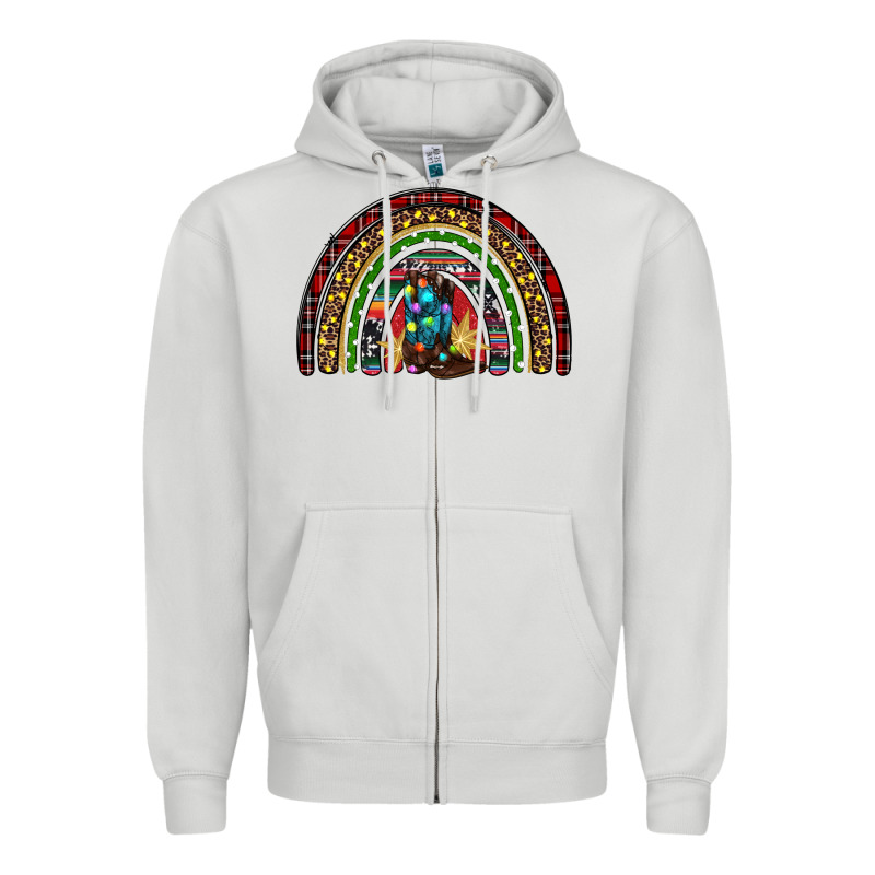 Christmas Cowboy Boots Rainbow Zipper Hoodie by RanaPortraitStore | Teevron