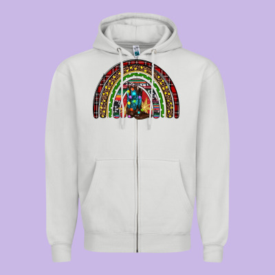 Christmas Cowboy Boots Rainbow Zipper Hoodie Designed By Ranaportraitstore