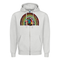 Dove Grey Christmas cowboy boots rainbow Zipper Hoodie - RanaPortraitStore