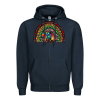 Navy Christmas cowboy boots rainbow Zipper Hoodie - RanaPortraitStore
