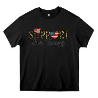 Black support our troops Heavy Core Tee - CowhideDigitalArt