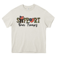 Cream support our troops Heavy Core Tee - CowhideDigitalArt