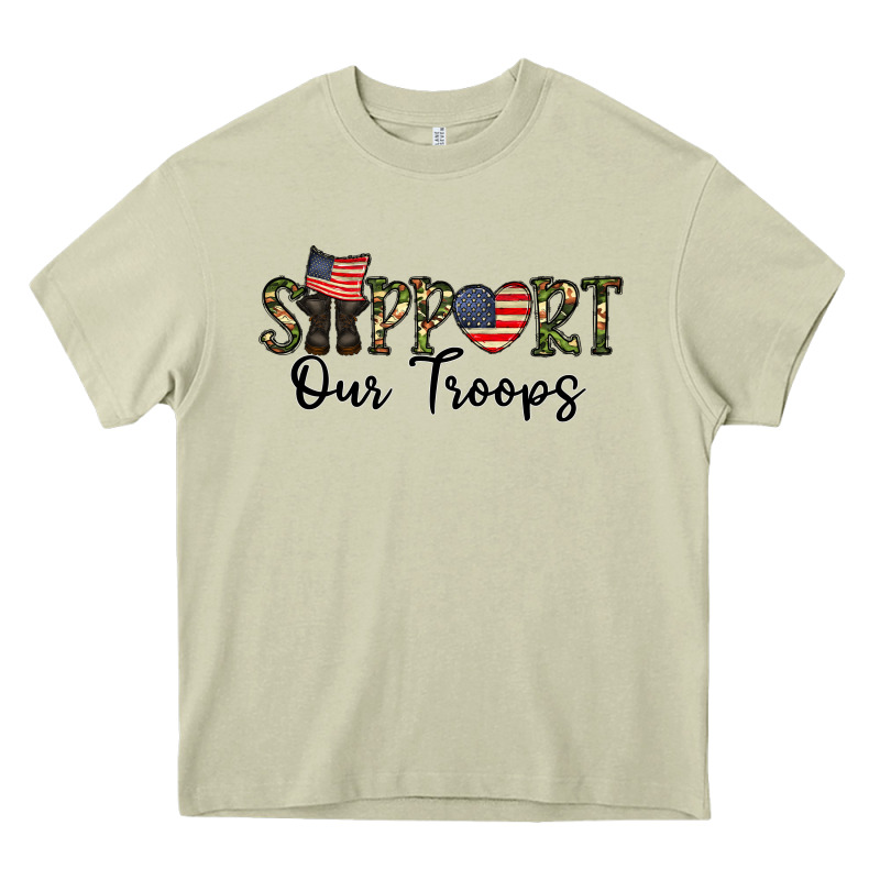 Support Our Troops Heavy Core Tee by CowhideDigitalArt | Teevron