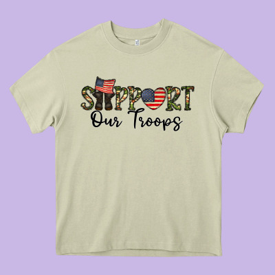 Support Our Troops Heavy Core Tee Designed By Cowhidedigitalart