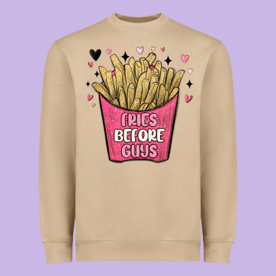 Fries Before Guys Heavyweight Sweatshirt Designed By Maliassmallbusiness