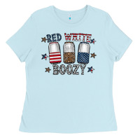 Baby Blue red white boozy Ladies Tee - CowhideDigitalArt