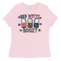 Bubblegum Pink red white boozy Ladies Tee - CowhideDigitalArt