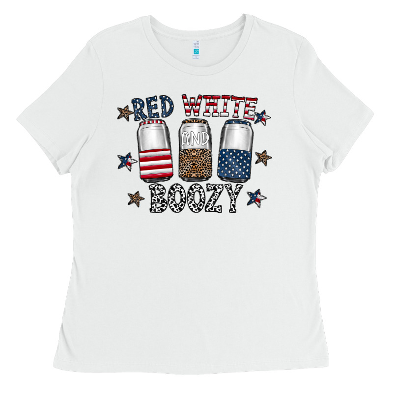 Red White Boozy Ladies Tee by CowhideDigitalArt | Teevron