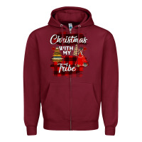 Burgundy Christmas With My Tribe Zipper Hoodie - Bettercallsaul
