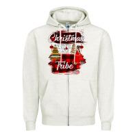 Oatmeal Heather Christmas With My Tribe Zipper Hoodie - Bettercallsaul