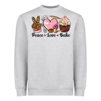 Heather Grey peace love bake Heavyweight Sweatshirt - NancyCooperArtShop