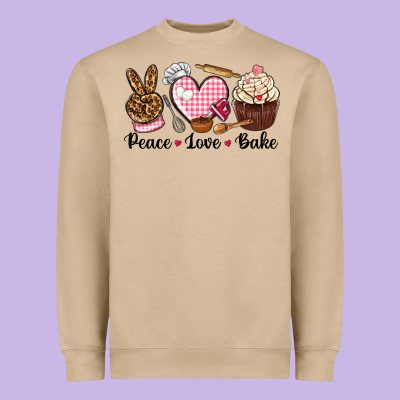 Peace Love Bake Heavyweight Sweatshirt Designed By Nancycooperartshop