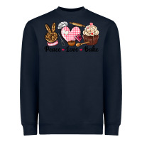 Navy peace love bake Heavyweight Sweatshirt - NancyCooperArtShop