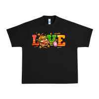 Black love with hamburger Urban Heavy Tee - AdoDesignShop