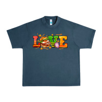Midnight Navy love with hamburger Urban Heavy Tee - AdoDesignShop