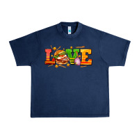 Navy love with hamburger Urban Heavy Tee - AdoDesignShop