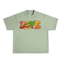 Oil Green love with hamburger Urban Heavy Tee - AdoDesignShop