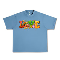 Pebble Blue love with hamburger Urban Heavy Tee - AdoDesignShop