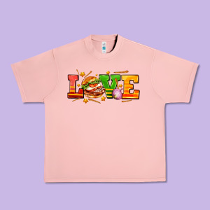 Love With Hamburger Urban Heavy Tee Designed By Adodesignshop