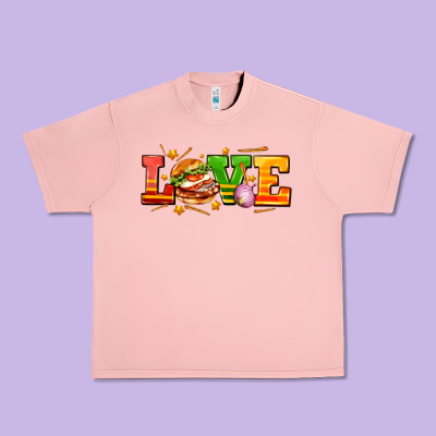 Love With Hamburger Urban Heavy Tee Designed By Adodesignshop