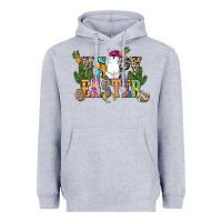 Heather Grey Happy Easter with cowboy Easter Day Heavyweight Hoodie - HowdyJamesFarm