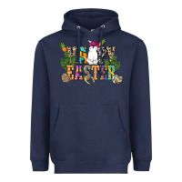 Navy Happy Easter with cowboy Easter Day Heavyweight Hoodie - HowdyJamesFarm