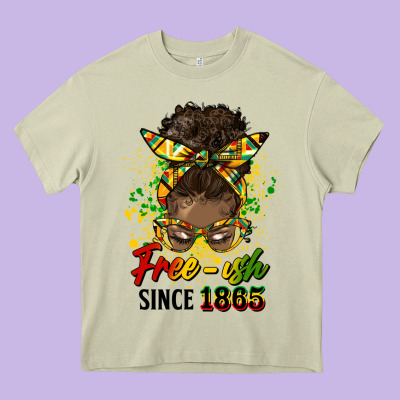 Free Ish Since 1865 Afro Messy Bun Heavy Core Tee Designed By Hra Design Shop
