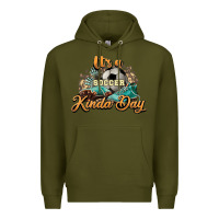 Army Green It's a Soccer Kinda Day Premium Hoodie - HowdyJamesFarm