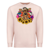 Pale Pink Baby Cow flower Premium Sweatshirt - HowdyJamesFarm