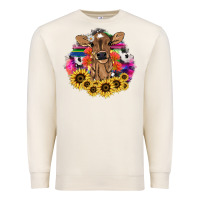 Sandshell Baby Cow flower Premium Sweatshirt - HowdyJamesFarm