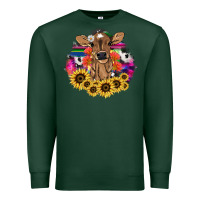 Sports Green Baby Cow flower Premium Sweatshirt - HowdyJamesFarm