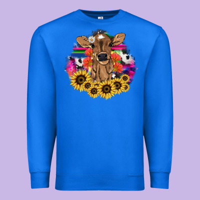 Baby Cow Flower Premium Sweatshirt Designed By Howdyjamesfarm