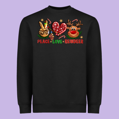 Peace Love Reindeer Christmas Heavyweight Sweatshirt Designed By Nancycooperartshop