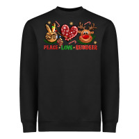 Black peace love reindeer christmas Heavyweight Sweatshirt - NancyCooperArtShop