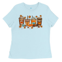 Baby Blue Fall Coffee Drink Ladies Tee - RacoonDesign