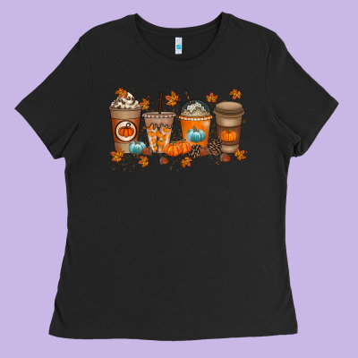 Fall Coffee Drink Ladies Tee Designed By Racoondesign