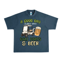 Midnight Navy a god day starts with golf carts and beer Urban Heavy Tee - MaliasSmallBusiness