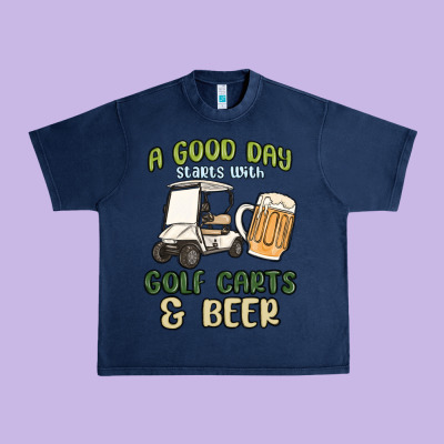 A God Day Starts With Golf Carts And Beer Urban Heavy Tee Designed By Maliassmallbusiness