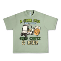 Oil Green a god day starts with golf carts and beer Urban Heavy Tee - MaliasSmallBusiness