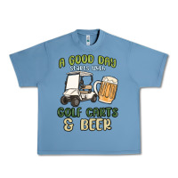 Pebble Blue a god day starts with golf carts and beer Urban Heavy Tee - MaliasSmallBusiness