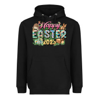 Black Happy Easter 2023 Heavyweight Hoodie - HowdyJamesFarm