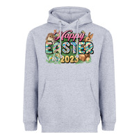 Heather Grey Happy Easter 2023 Heavyweight Hoodie - HowdyJamesFarm
