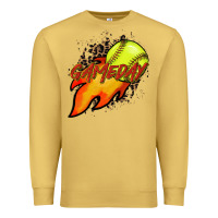 Antique Gold Softball game day leopard fire and ball Premium Sweatshirt - HowdyJamesFarm