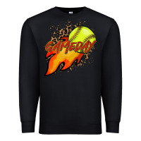 Black Softball game day leopard fire and ball Premium Sweatshirt - HowdyJamesFarm