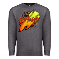 Charcoal Heather Softball game day leopard fire and ball Premium Sweatshirt - HowdyJamesFarm