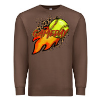 Chestnut Softball game day leopard fire and ball Premium Sweatshirt - HowdyJamesFarm
